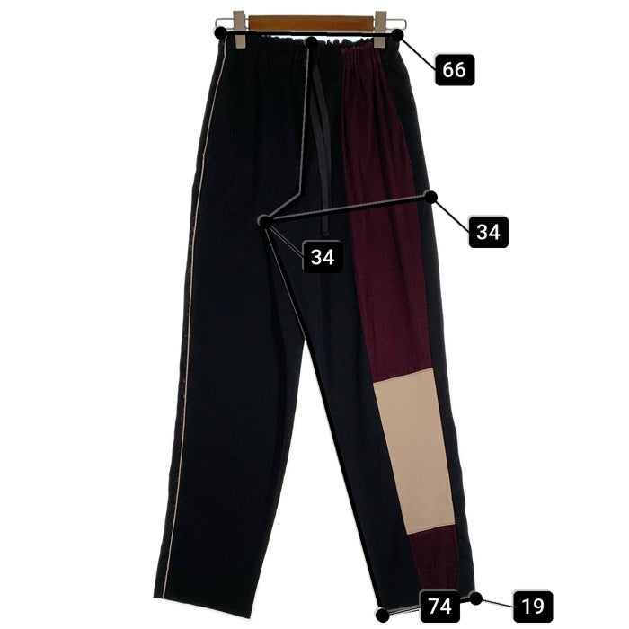 Nenuphar ネニュファール 20-21 A/W PANTS  コットン ウール ポリエステル -妄想- イージー スラックス パンツ ブラック HFPA02 Size 00 (68〜102cm )（ゴム、紐調節可能） 福生店