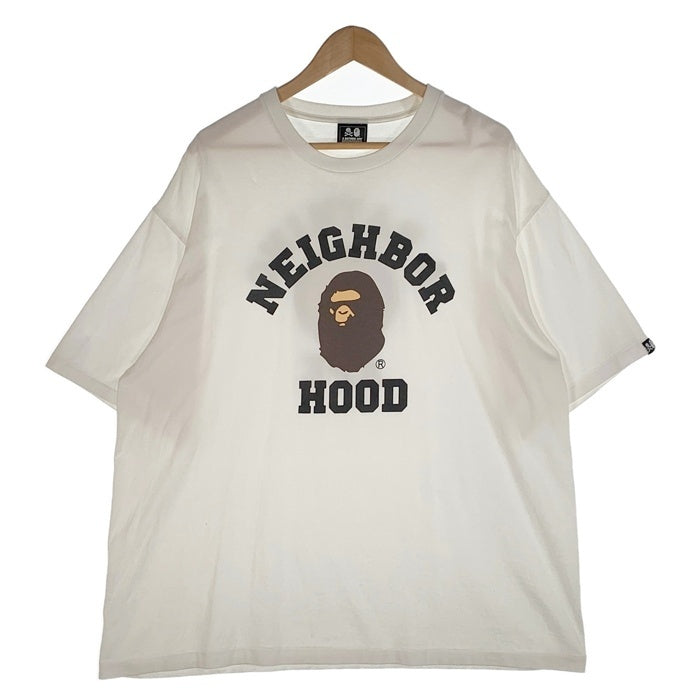 A BATHING APE アベイシングエイプ NEIGHBORHOOD ネイバーフッド プリントTシャツ ホワイト 001TEJ231901C Size 3XL 福生店