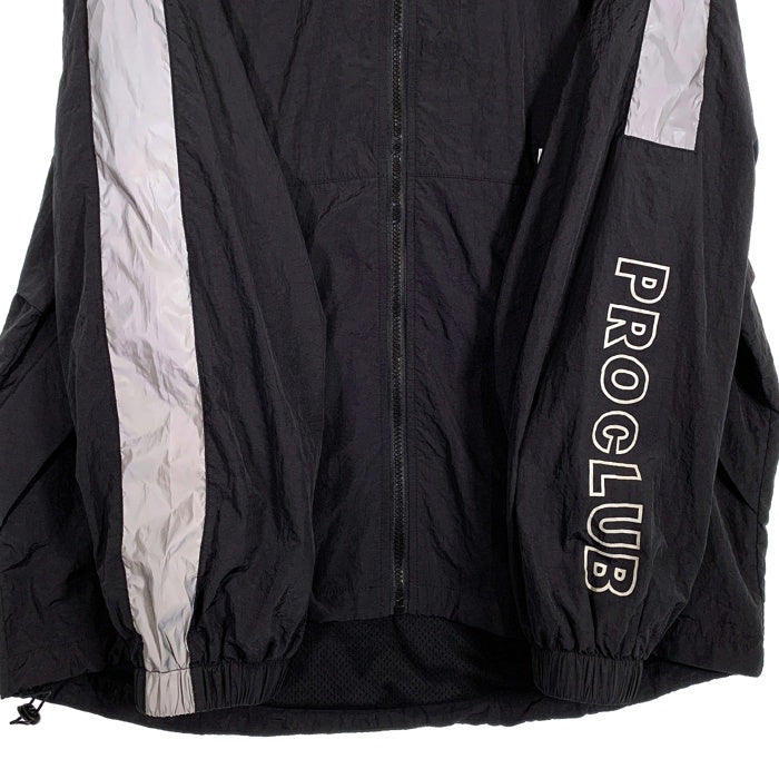 PRO CLUB プロクラブ FULL COURT WINDBREAKER JACKET ウィンドブレーカージャケット トラック ブラック ナイロン リフレクター Size 2XL 福生店