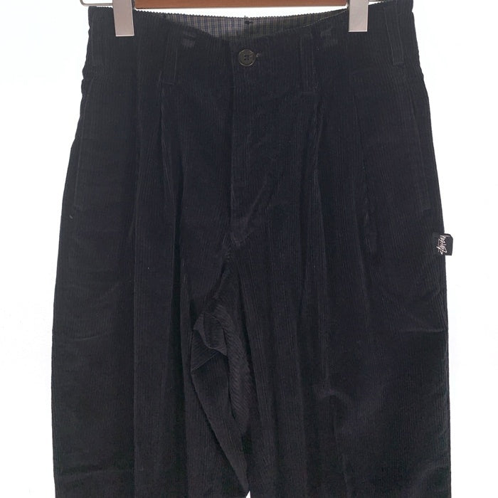 80's STUSSY ステューシー 2タック 太畝コーデュロイ テーパードスラックス パンツ ブラック USA製 黒タグ Size 29 福生店