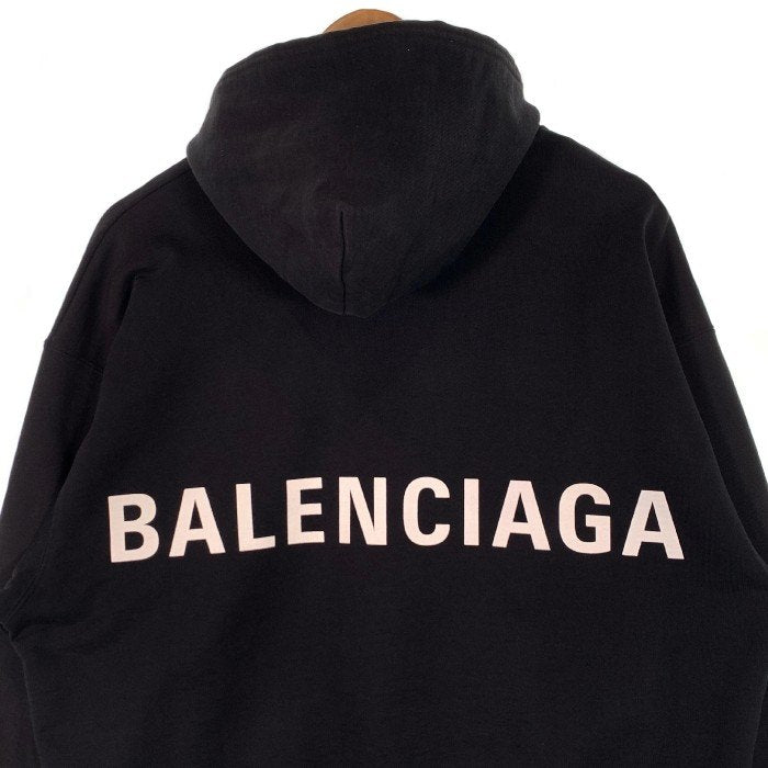 BALENCIAGA バレンシアガ Back Logo Hoodie バックロゴプリント プルオーバースウェットパーカー ブラック オーバーサイズ Size XS 福生店