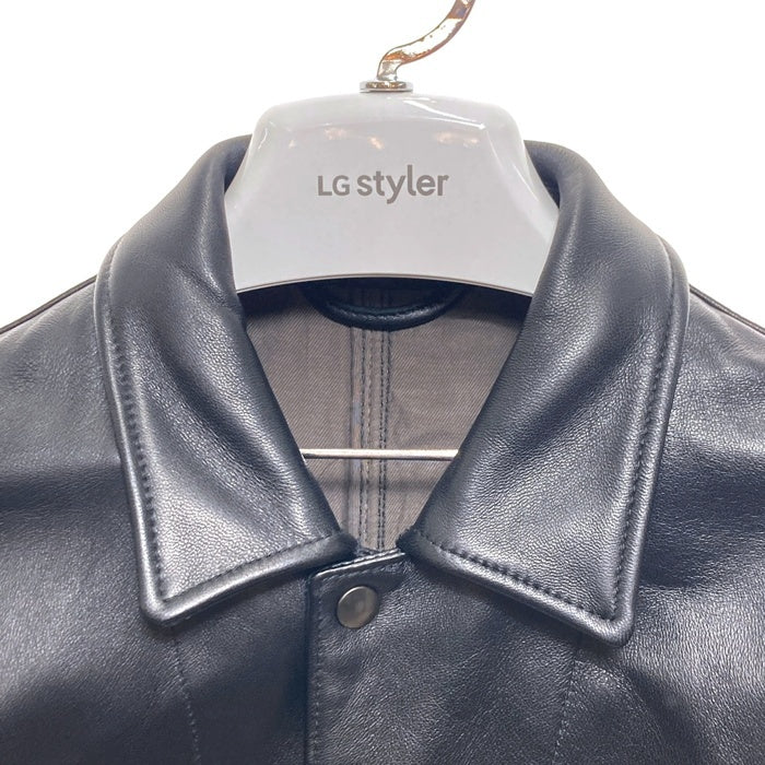 UNITED ARROWS ユナイテッドアローズ シープスキン レザーカバーオール ジャケット スナップボタン ブラック 1125-699-7740 Size M 瑞穂店