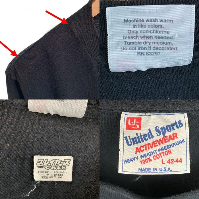 90's SLAYERS GREAT スレイヤーズグレート 半袖 Tシャツ シングルステッチ United Sports ブラック USA製 Size L (42-44) 福生店