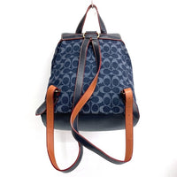 COACH コーチ F37589 シグネチャー キャンバス レザー切替 リュックサック ネイビー 瑞穂店