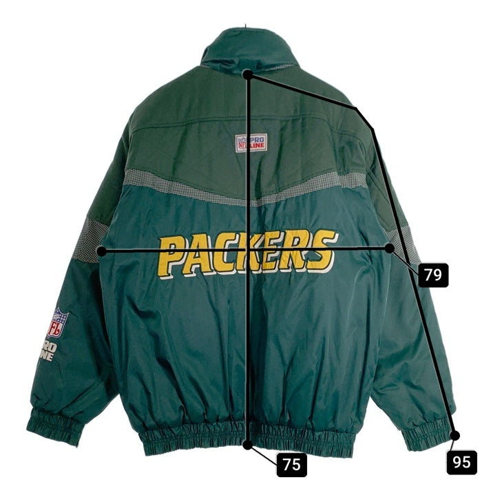90-00's NFL PRO LINE GREENBAY PACKERS グリーンベイ・パッカーズ ナイロンジャケット 中綿 グリーン LOGO ATHLETIC Size L 福生店