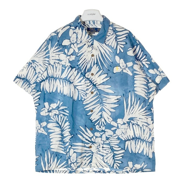 POLO RALPH LAUREN ポロラルフローレン コットン リネン オープンカラーシャツ ブルー 半袖 Size XXL 瑞穂店
