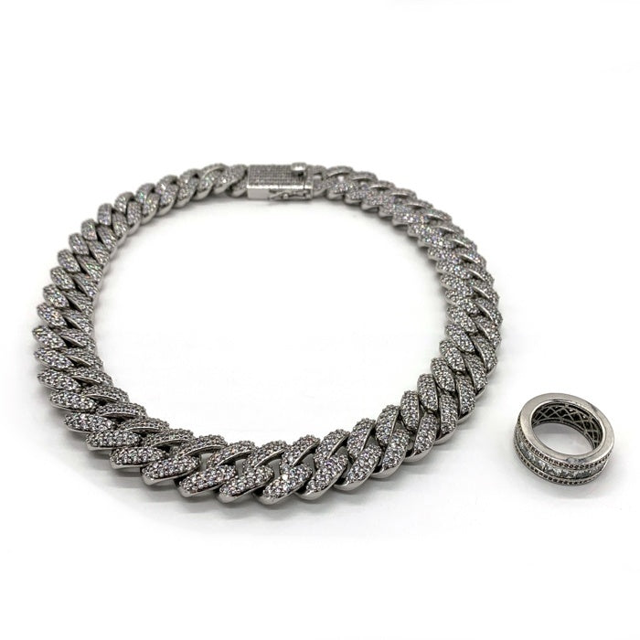 KRONIC Gold and Jewelry マイアミ キューバン チェーン ネックレス ジルコニア シルバー Size 18mm×約45cm 福生店