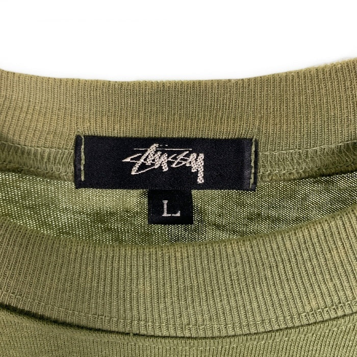 80's STUSSY ステューシー リベット打ちポケット Tシャツ 無地 グリーン USA製 黒タグ Size L 福生店
