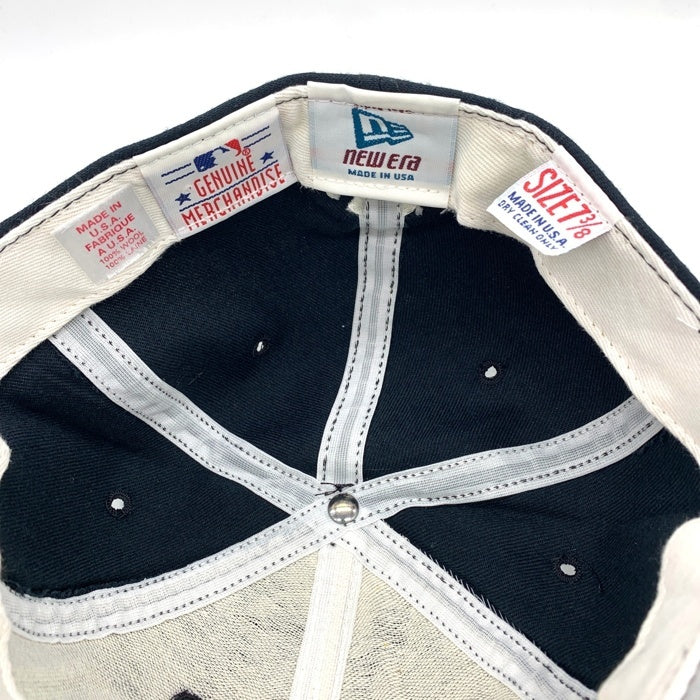 90's New Era ニューエラ MLB ニューヨーク・ヤンキース ウールベースボールキャップ ワッペン ネイビー USA製 Size 7 3/8(58.7cm) 福生店
