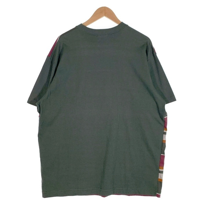 80's STUSSY ステューシー マルチボーダー ポケットTシャツ グリーン 片面 USA製 黒タグ Size L 福生店