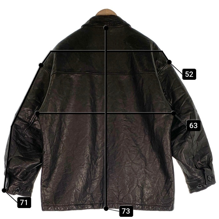 M エム used wash leather car coat ユーズドウォッシュ レザーカーコート ジャケット 中綿 ブラック M-JK-07 Size F 福生店