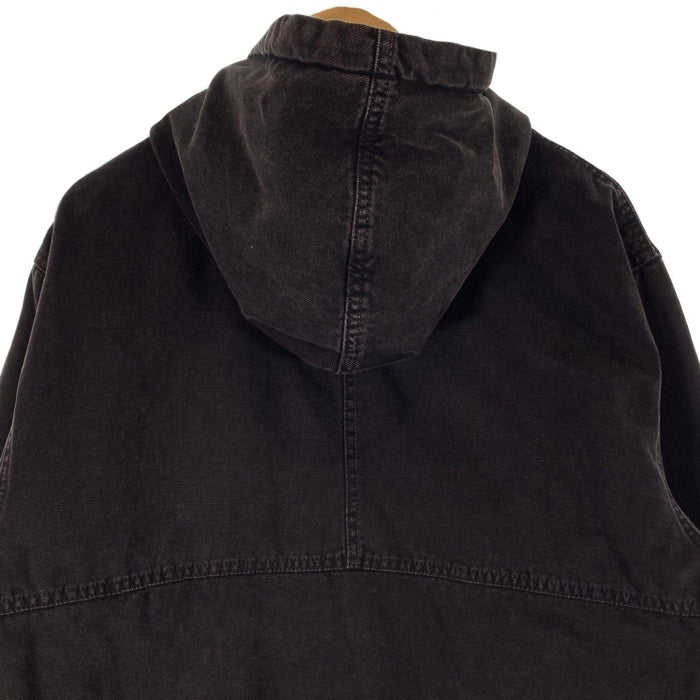 STUSSY ステューシー WORK JACKET CANVAS NEEDLE PUNCH ニードルパンチ ストーンウオッシュ コツトンキャンバス フードワークジャケット ブラック 115716 Size L 福生店