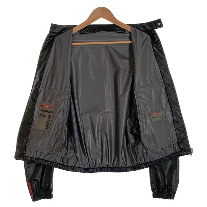 PRADA SPORT プラダスポーツ バンドカラー ジップアップ ナイロンジャケット ポリウレタンコーティング ブラック SGH223 Size 48 福生店