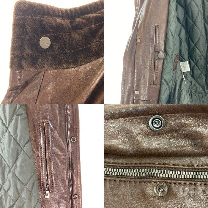 Salvatore Ferragamo サルヴァトーレフェラガモ リアルレザー ショルダーパッチ エルボーパッチ レザーコート ブラウン size48 瑞穂店