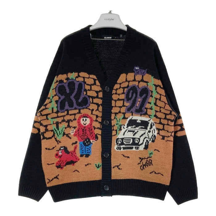 XLARGE エクストララージ 101244015007 BOY KNIT CARDIGAN ニットカーディガン ブラック sizeL 瑞穂店