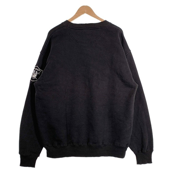 90's majestic マジェスティック RAIDERS レイダース NFL クルーネック スウェット ブラック EA98HD Size XL 福生店