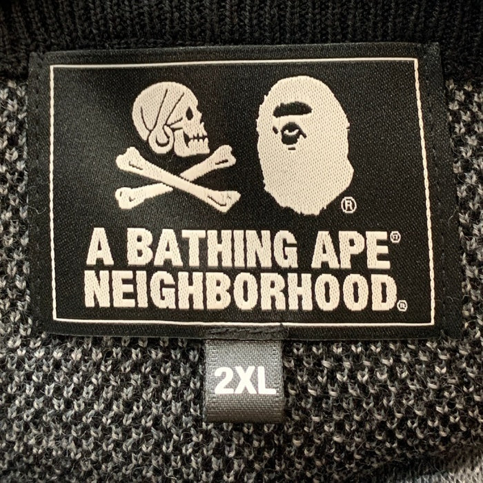 A BATHING APE アベイシングエイプ NEIGHBORHOOD ネイバーフッド クルーネック ウールセーター ブラック 001KNJ231901C Size 2XL 福生店