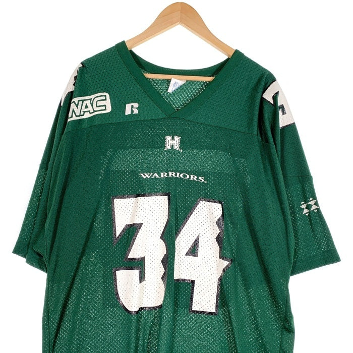 HAWAII WARRIORS メッシュ フットボールシャツ グリーン ラッセル ラバープリント Size XXL 福生店