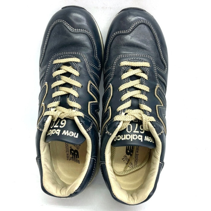 New Balance ニューバランス M670NVY イングランド製 レザー スニーカー ネイビー sizeUS7 瑞穂店