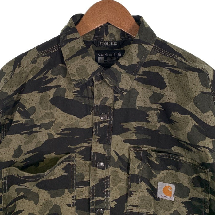 Carhartt カーハート CANVAS FLEECE LINE CAMO SHIRT JACKET キャンバス 内フリース カモフラージュ シャツジャケット グリーン 105171 N15 Size L 福生店