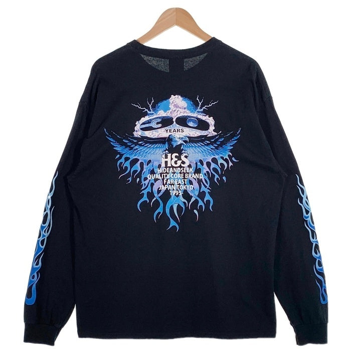 HIDE AND SEEK ハイドアンドシーク 30th L/S Tee 30周年 ロングスリーブ 長袖 Tシャツ ブラック ブルー Size XL 福生店