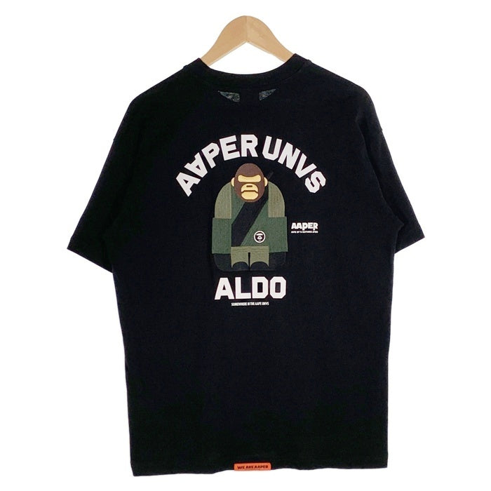 AAPE エーエイプ "AAPER UNVS ALDO" TEE プリント ワッペン Tシャツ ブラック AAPTEM1494XXM Size M 福生店
