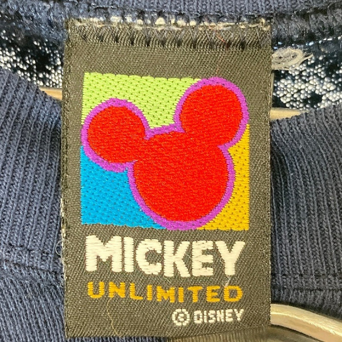 Mickey UNLIMITED ミッキーアンリミテッド Disney USA製 スウェットトレーナー ネイビー sizeL※全体的に毛玉あり 瑞穂店