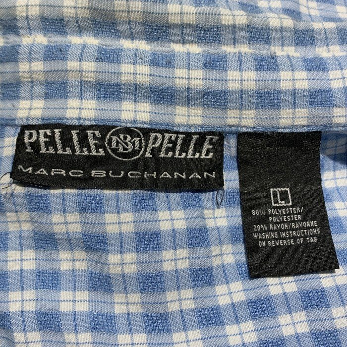 pelle pelle ペレペレ チェックシャツ 長袖 ブルー ポリエステル レーヨン Size L 福生店