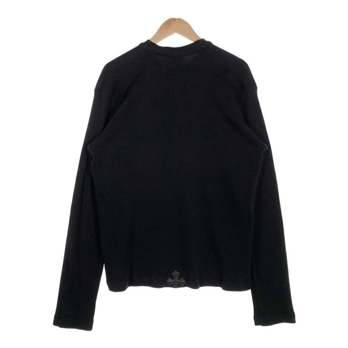 Chrome Hearts クロムハーツ CROSS BUTTON THERMAL HENLY L/S クロスレザーパッチ ヘンリーネック サーマル ロングスリーブ カットソー ブラック Size XL 福生店