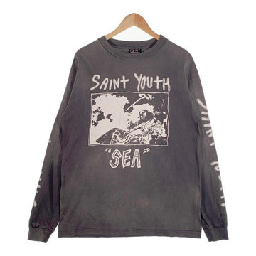 SAINT Mxxxxxx セントマイケル 21AW WIND AND SEA ウィンダンシー L/S TEE ロングスリーブTシャツ ヴィンテージ加工 プリント チャコールグレー SM-A21-0000-061 Size M 福生店