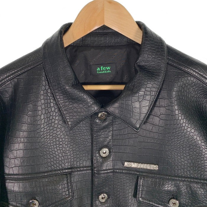 A FEW GOOD KIDS アフューグッドキッズ Crocodile Effect Jacket クロコダイルエフェクト フェイクレザージャケット クロコ型押し ブラック Size S 福生店