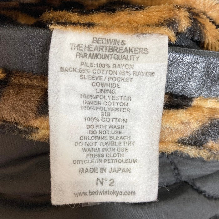 BEDWIN & THE HEARTBREAKERS ベドウィンアンドザハートブレイカーズ LEOPARD AWARD JKT スタジャン ブラウン × ブラックsize2 瑞穂店