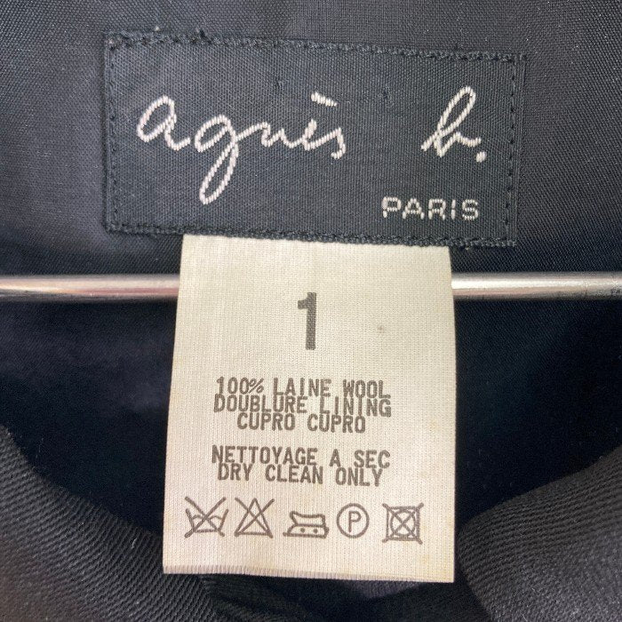 agnes b アニエスベー ウール ステンカラーコート ロングコート ブラック size1 瑞穂店