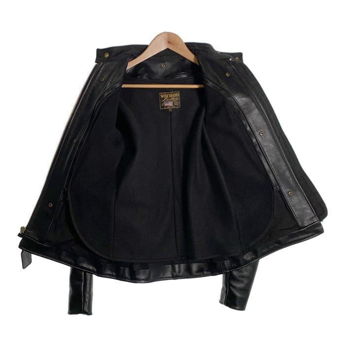 VANSON バンソン レザー シングルライダースジャケット ライナー付 ブラック Size 34 福生店