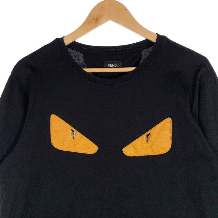 FENDI フェンディ モンスター バグスレザーパッチ Tシャツ ブラック FY0722 94T Size 52 福生店