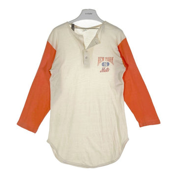 Champion チャンピオン 80's MLBニューヨークメッツ ヘンリーネック ベースボール 7分丈 Tシャツ ホワイト sizeL 瑞穂店