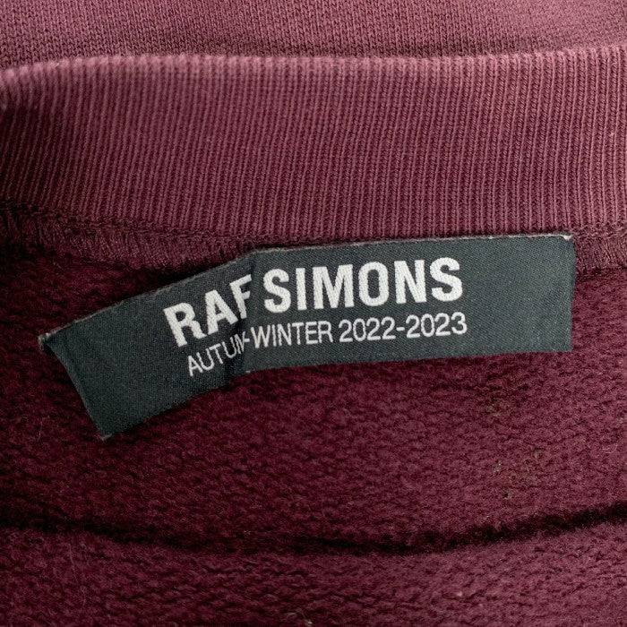 RAF SIMONS ラフシモンズ 22AW THE DEATCHED プリント スウェットクルーネックトレーナー ダメージ加工 ボルドー 222-M167 Size 1 福生店