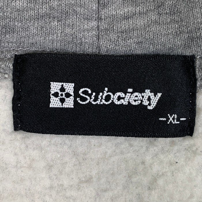 Subciety サブサエティ バックワッペン ジップアップスウェットパーカー グレー Size XL 福生店