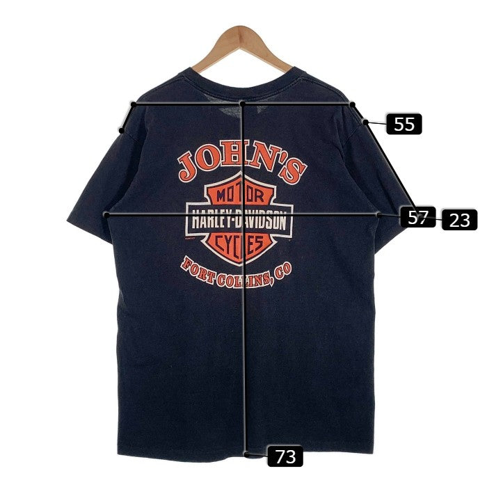 90's HARLEY-DAVIDSON ハーレーダビッドソン エンブレムロゴプリント ポケットTシャツ ブラック 1995コピーライト Size XL 福生店