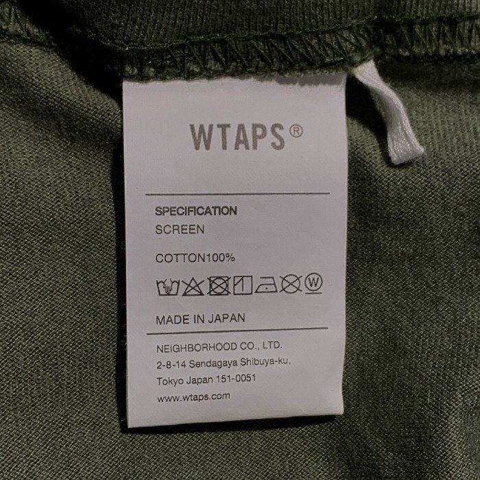 WTAPS ダブルタップス SCREEN クロスボーン ロゴプリント ロングスリーブTシャツ オリーブ Size 3 福生店