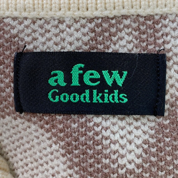 A FEW GOOD KIDS アフューグッドキッズ 総柄 ポロネック ハイゲージレーヨン ニットセーター ベージュ Size XL 福生店