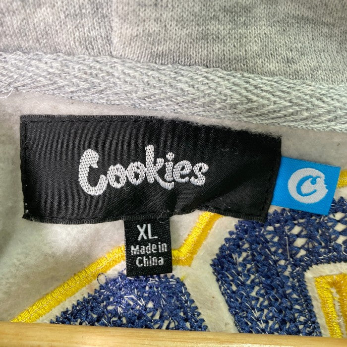 Cookies クッキーズ ジップアップパーカー フード 刺繍 ワッペン グレー sizeXL 瑞穂店