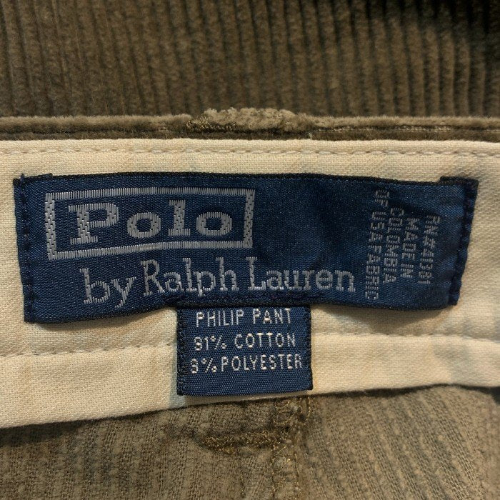 Polo by Ralph Lauren ポロラルフローレン PHILIP PANT ノータック コーデュロイパンツ トラウザー ブラウン 太畝 Size 36×32 福生店