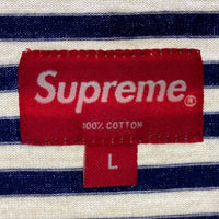 SUPREME シュプリーム 15AW STRIPED LOGO ストライプロゴ ロンT ネイビー sizeL 瑞穂店