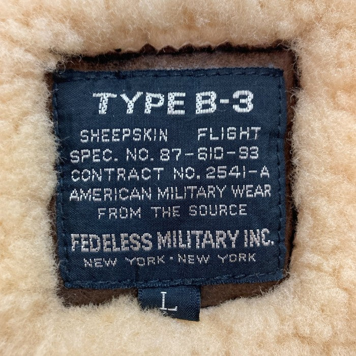 FEDELESS MILITARY フェイドレスミリタリー 87-610-93 FEDELESS 87-810-93  B-3 ムートン フライトジャケット ブラウン sizeL 瑞穂店