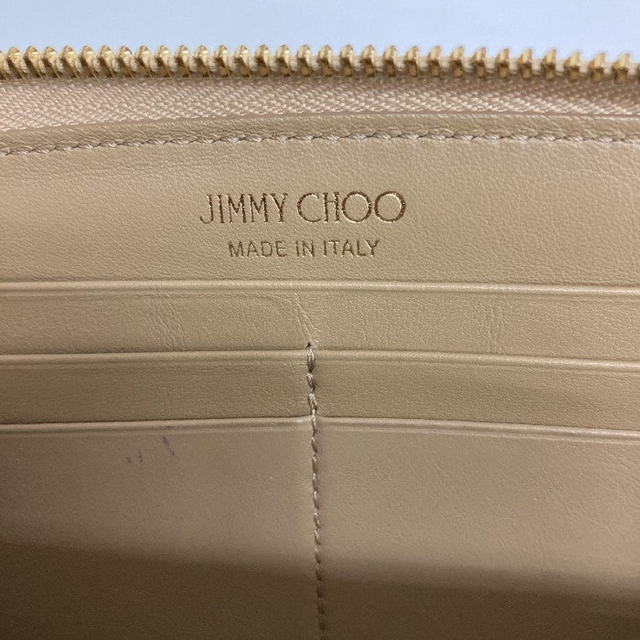 JIMMY CHOO ジミーチュウ 長財布 レザー メタル ラインストーン ゴールド スタースタッズ ラウンドファスナー 瑞穂店