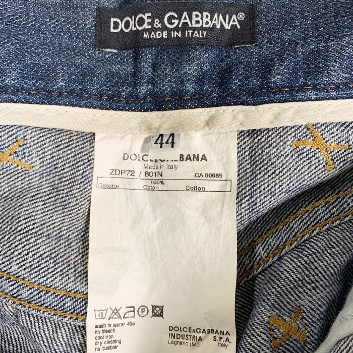 DOLCE&GABBANA ドルチェ＆ガッバーナ ダメージ加工 デニムパンツ ジーンズ レザーパッチ ZDP72 801N Size 44 福生店