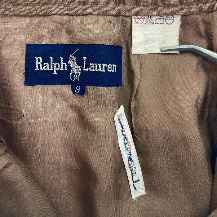 RALPH LAUREN ラルフローレン スーツ セットアップ リネン ジャケット スカート ブラウン size9号 瑞穂店
