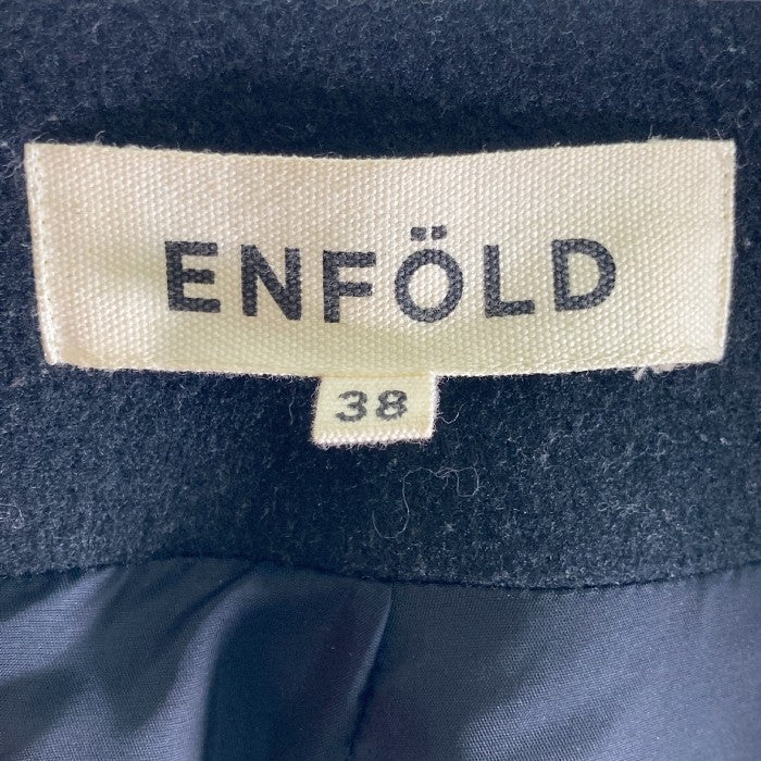 ENFOLD  エンフォルド ノーカラーロングコート 3007A130-1190 ブラック size38 瑞穂店