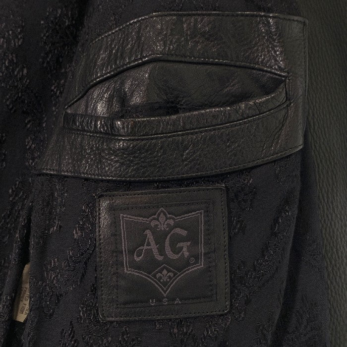 A&G エーアンドジー レザー ダブルライダースジャケット バッククロス シルバー ブラック Size L 相当 福生店